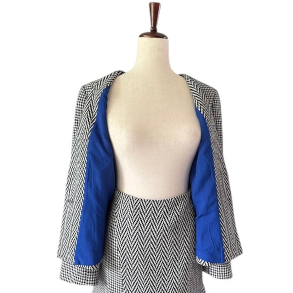 Ann Taylor Women's Black White Plaid Houndstooth Wool Blend Skirt Suit 12 NWT - Picture 10 of 16